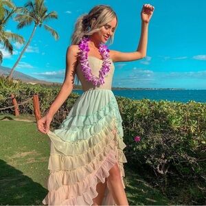 Rococo Sand Ciceli rainbow raffle dress sz S